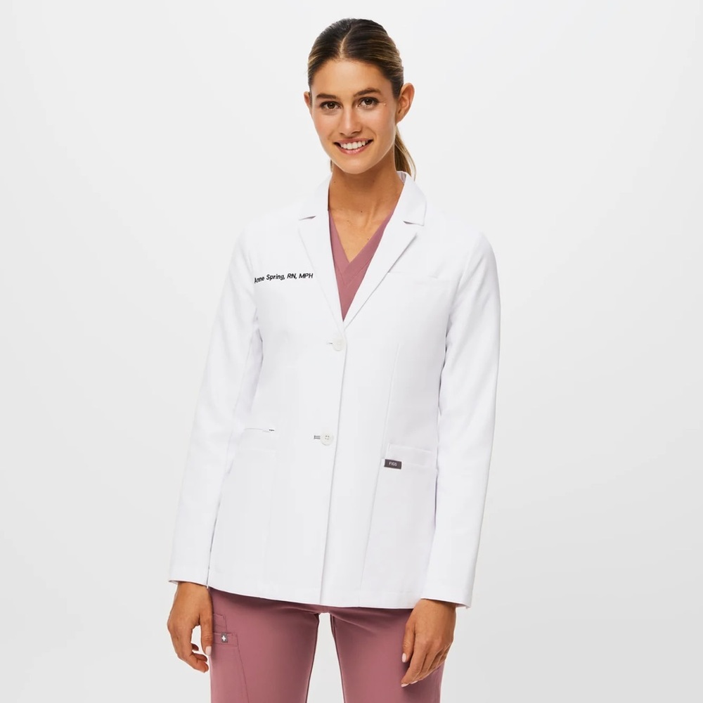 Figs - Women's White Bellevue - Slim Short Lab Coat - L / White